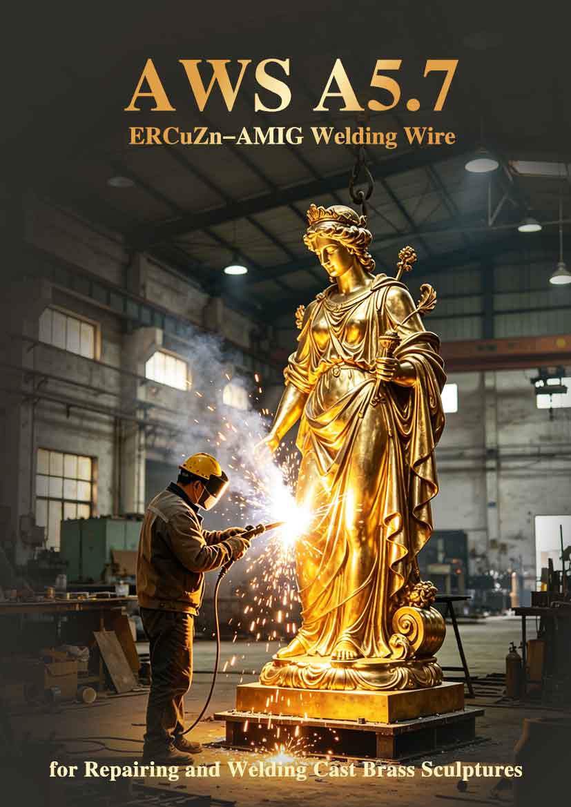 AWS A5.7 ERCuZn-A MIG Welding Wire for Repairing and Welding Cast Brass Sculptures